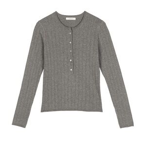 Doen Ellis Henley Size XS pointelle Gray